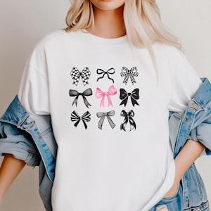 Cute Bow Graphic Tee, Coquette Aesthetic, Gift for Her, Bows, Birthday Present, Trendy Tee, Summer T-shirt