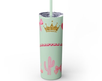 Vaso flaco con pajita, 20 oz, Taza para beber con pajita, Copa Flower Girl, Vaso personalizado. Regalo para hija