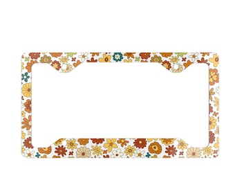 Bloemen nummerplaatlijst, huisje kern, nummerplaatafdekking, cadeau voor haar, bloem nummerplaat, cadeau voor afgestudeerde