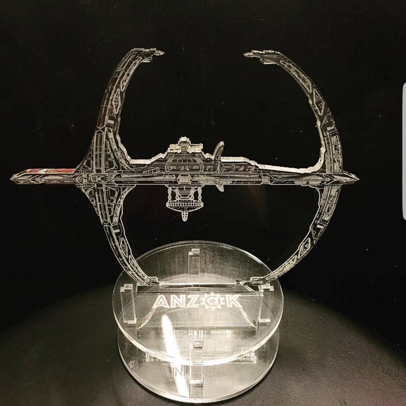 Hand-made Star Trek Deep Space Nine LED lamp made from laser cut acrylic