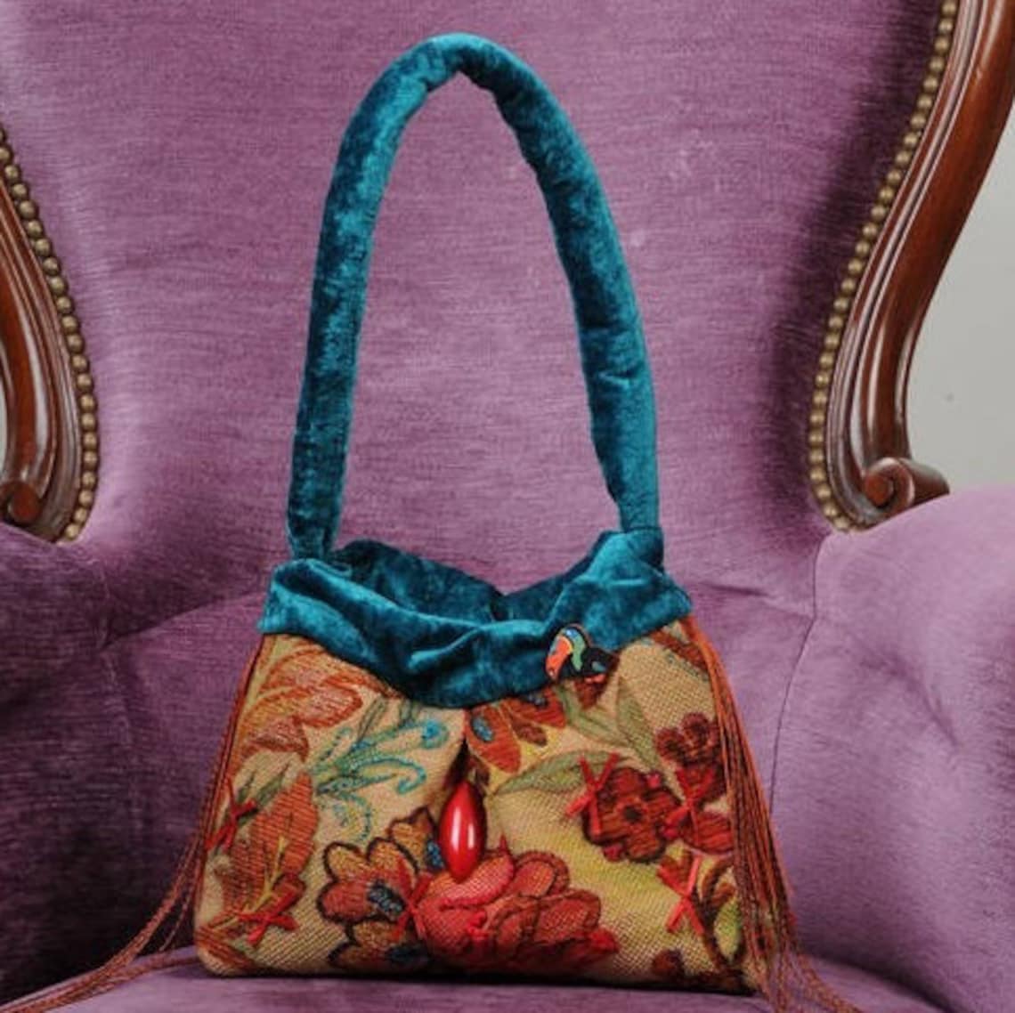 Bolso de terciopelo y tela de decoración decorada con pequeños Etsy