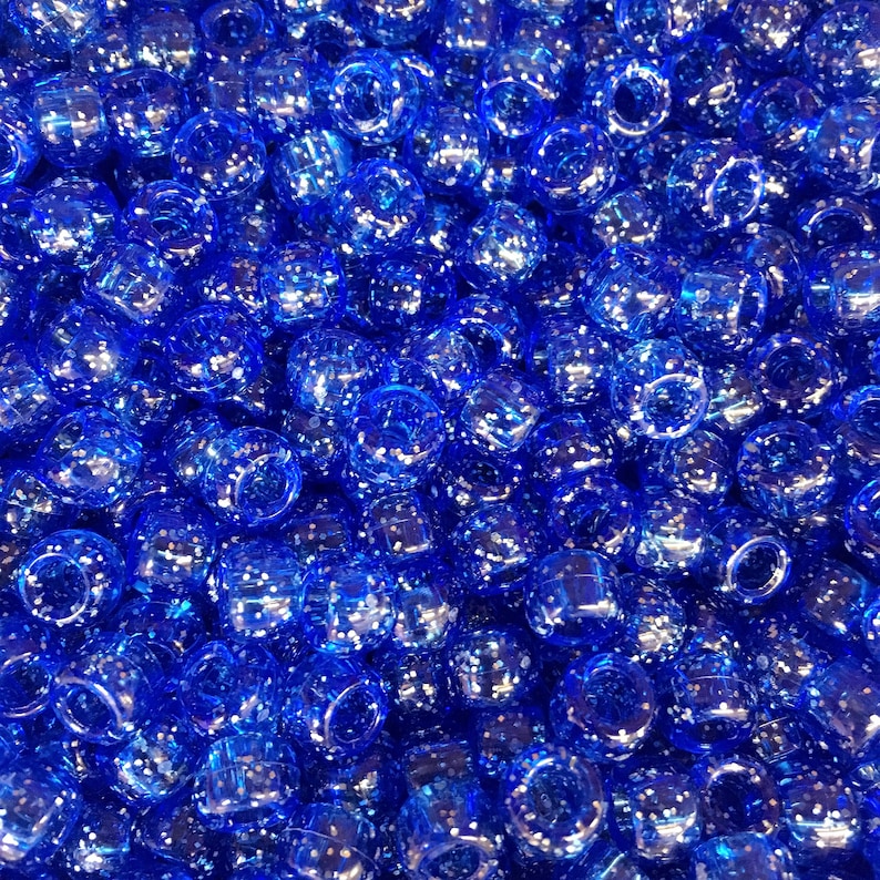 Royal Blue Glitter Sparkle 9x6mm Pony Beads Dummy Clips Pram Etsy