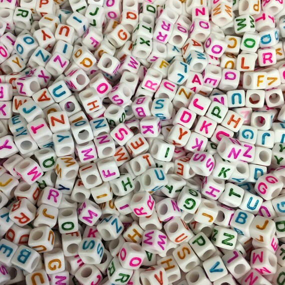 Mixed Letters 100 x 6mm Gold Alphabet Beads Pony Beads Dummy Clips