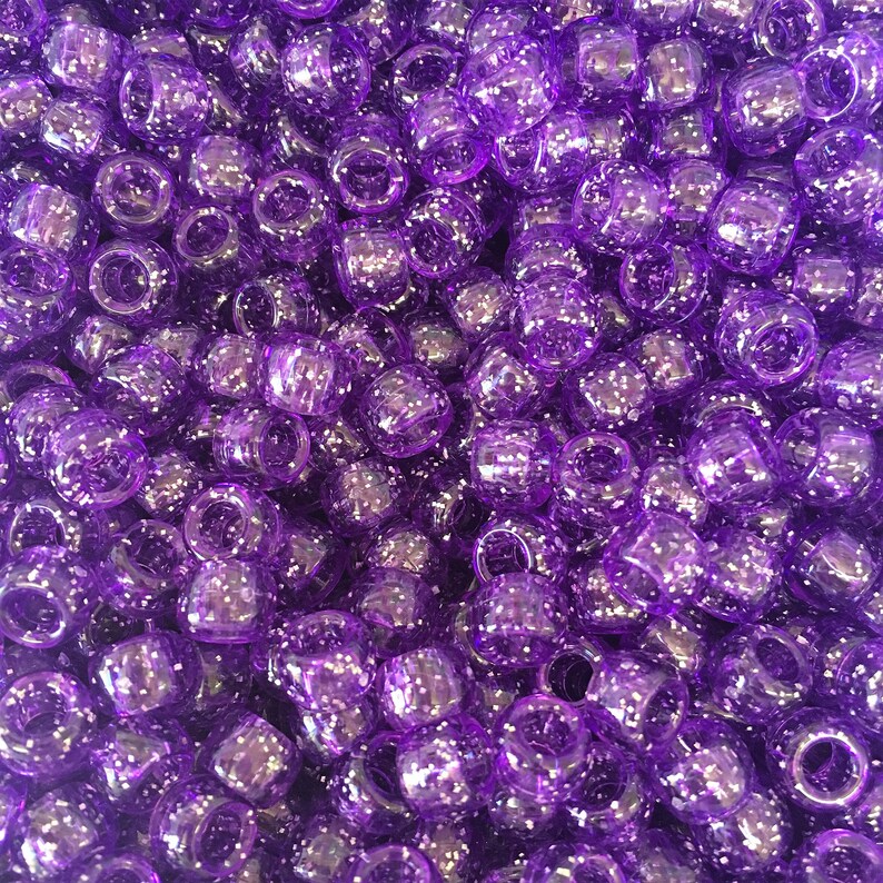 Lilac Glitter Sparkle 9x6mm Pony Beads Dummy Clips Pram Etsy
