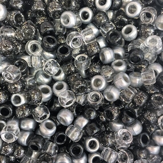 100 Gold Angel Mix Silver White Pearl Glitter Pony Beads Loom Bands Dummy Clip