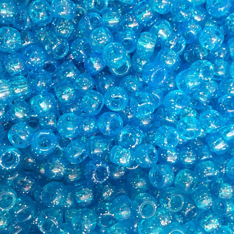 Turquoise Glitter Sparkle 9x6mm Pony Beads Dummy Clips Pram Etsy