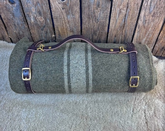 LEATHER STRAPS System for Wool Blanket (Extra Long)