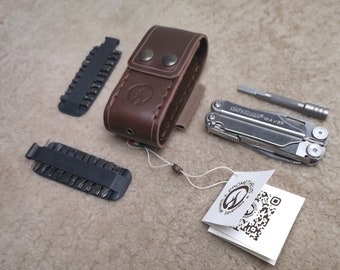 LEATHERMAN® MULTITOOL PRO Leather Sheath (Pockets for Bits and Extender) [ 1 Elastic Bands ]