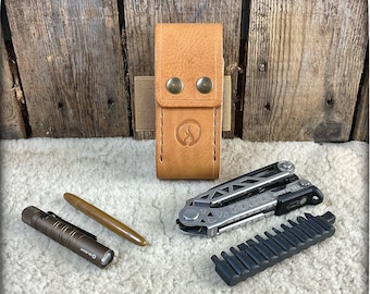 GERBER® CENTER DRIVE Multitool DeLuxe Leather Sheath (Pockets for Bits, Pen & Flashlight)