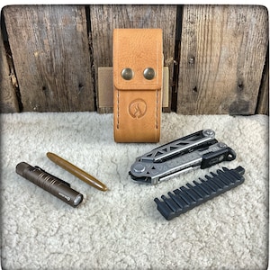 GERBER® CENTER DRIVE Multitool DeLuxe Leather Sheath (Pockets for Bits, Pen & Flashlight)