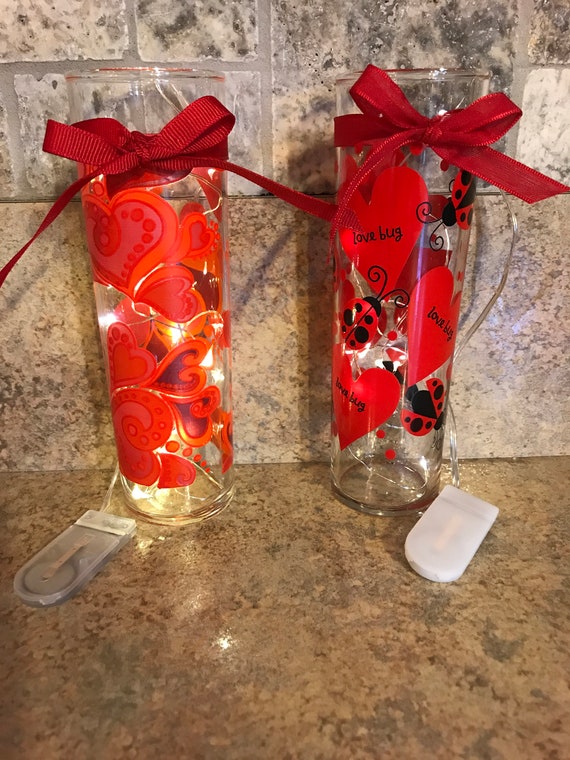 Valentine Glass Vase with Fairy Lights Etsy