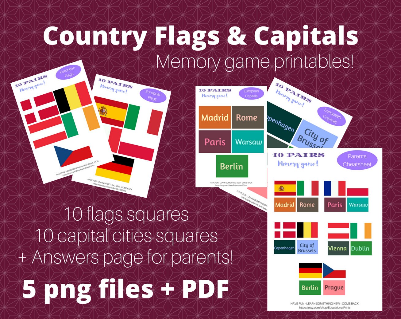 Educational Printable Memory Card Game for Kids Learn About - Etsy