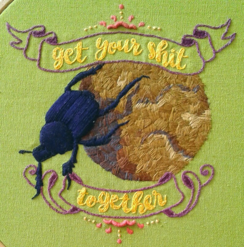 Dung Beetle Embroidery Pattern Embroidery funny Rude image 3