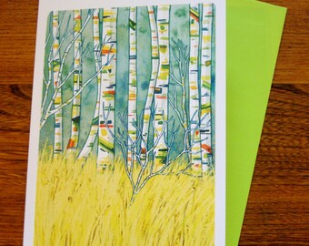 Birch & Grass - Greeting Card