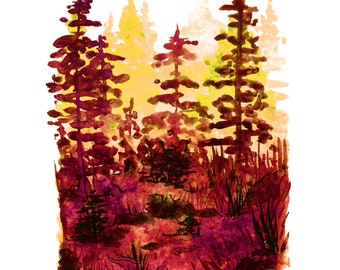 Burgundy Forest - Art Print