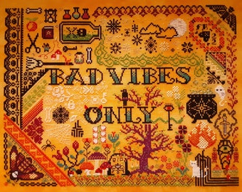 Bad Vibes Sampler PDF Cross Stitch Pattern