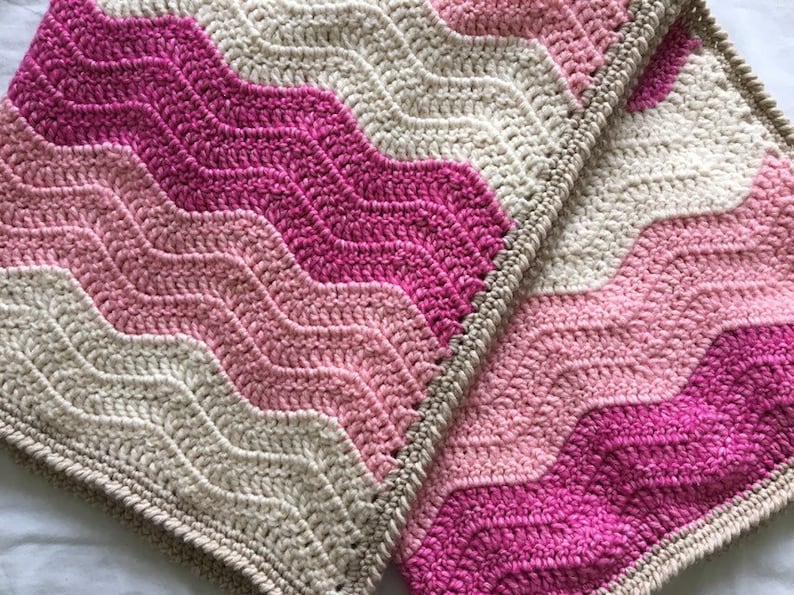 || Crochet Ombre Ripple Blanket. Pink Crochet Baby Blanket || Pink Chevron Baby Blanket || Pink Baby Blanket