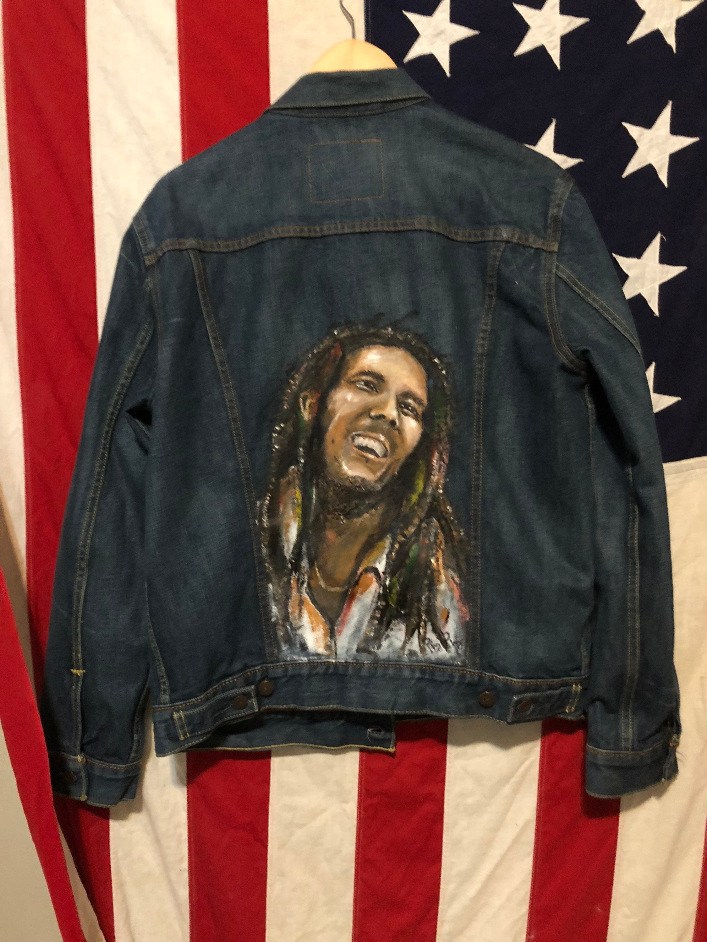 Bob Marley Jean Jacket - Etsy Bob Marley Jean Jacket - Etsy