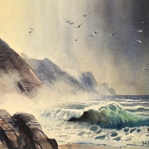 川の夕日、川の絵画、川の風景、水彩画、水景、川の反射、水彩風景