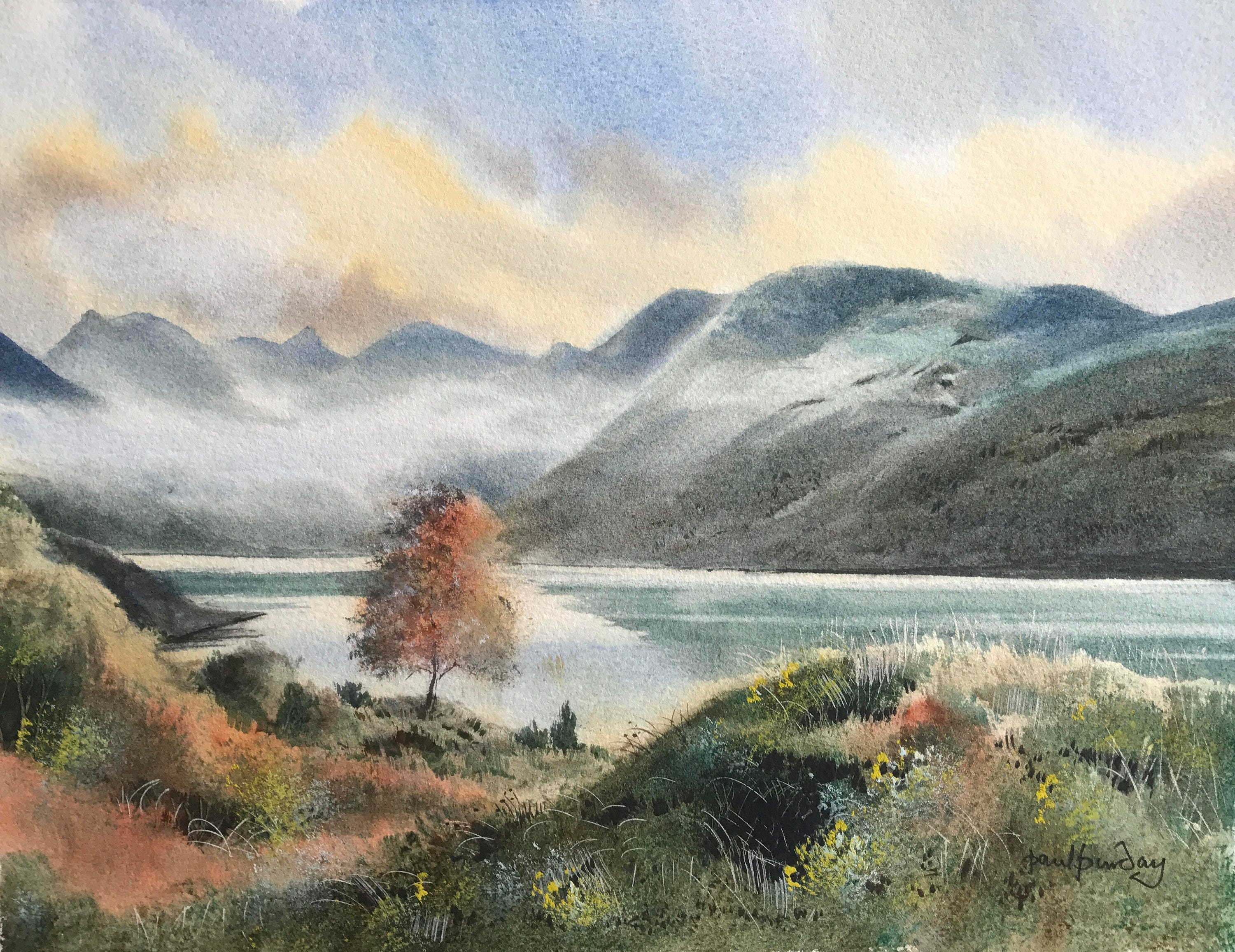 unframed original watercolour painting Storm over Ullswater unframed original watercolour painting Storm over Ullswater