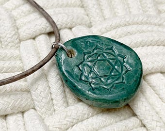 Handmade Ceramic Chakra Necklace-Heart Chakra