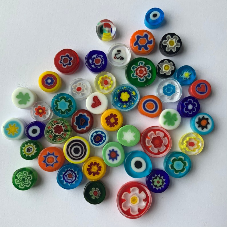 Mix of handmade millefiori glass beads without hole for Etsy