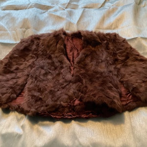 Vintage Brown Fur  Stole with ruched strap