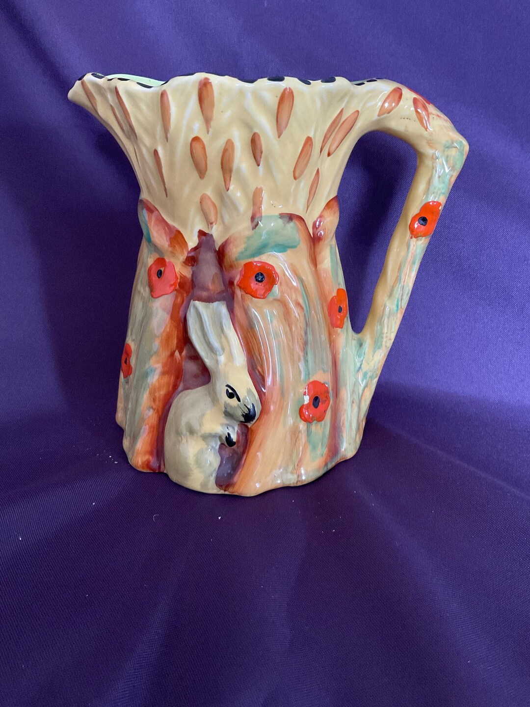 Vintage Art Deco Burleigh Ware Pitcher With Rabbit Decoration 6 Inches ...