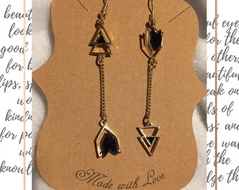 Black Gold Asymmetrical Arrow Earrings
