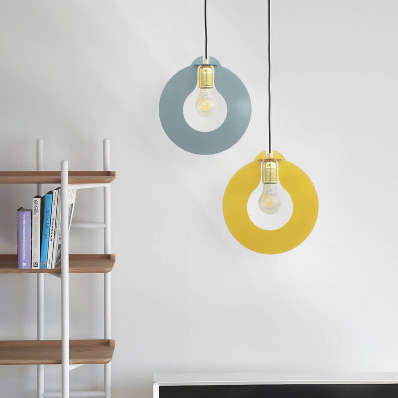 Yellow Ceiling Lamp Geometric Pendant Light Minimalist Light Etsy