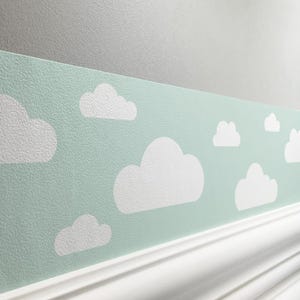 Bordo autoadesivo per camerette "Nuvole" Menta/Verde 450 x 11,5 cm