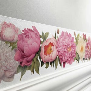 Bordo carta da parati autoadesivo “Peonie” Tricolore 450 x 11,5 cm