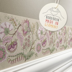 Bordo autoadesivo "Fine Flowers" viola/beige/verde 450 x 11,5 cm