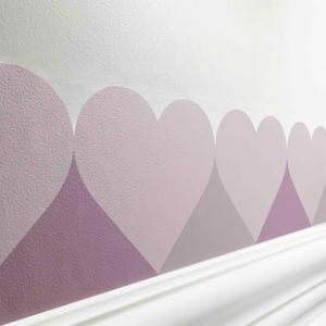 Bordo autoadesivo per camerette "Cuori" cuori lavanda - 250 x 12,4 cm