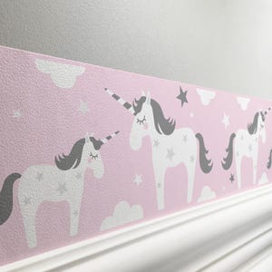 Bordo autoadesivo per camerette "Unicorno" rosa 450 x 11,5 cm