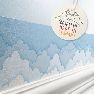 Bordo autoadesivo per camerette "Papercut Clouds" Blu 450 x 11,5 cm