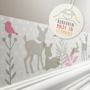 Bordo "Coniglietto e Cervo" Rosa/Grigio/Beige 450 x 11,5 cm