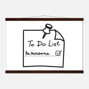 Poster con lista delle cose da fare Be Awesome in carta semilucida con appendino in legno, varie dimensioni
