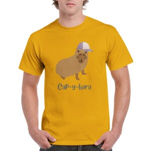 Capybara Hat Cute Funny Heavyweight Crewneck T-shirt Unisex Mens Womens Various Colours