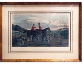 Hand Colored Hunting Scene Engraving Returning to Kennel by Sheldon Williams