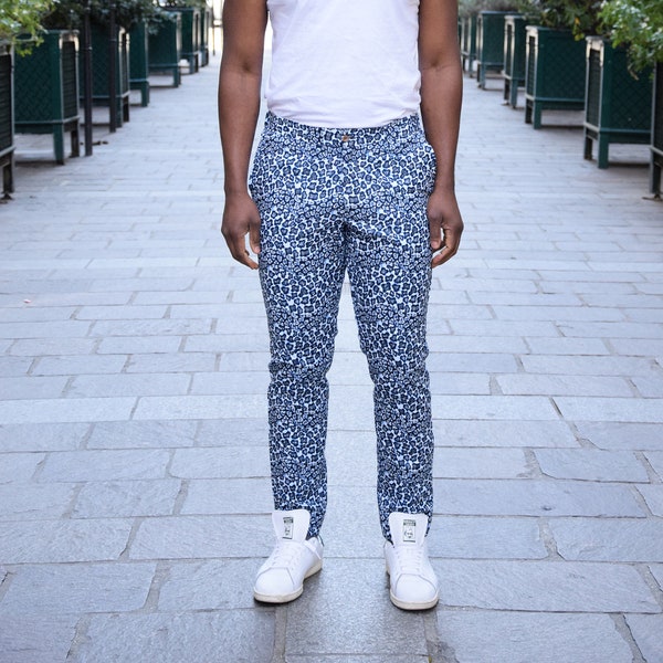 Pantalon coupe droite à motif wax