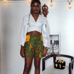 Straight cut mixed shorts with wax pattern - Size S/M