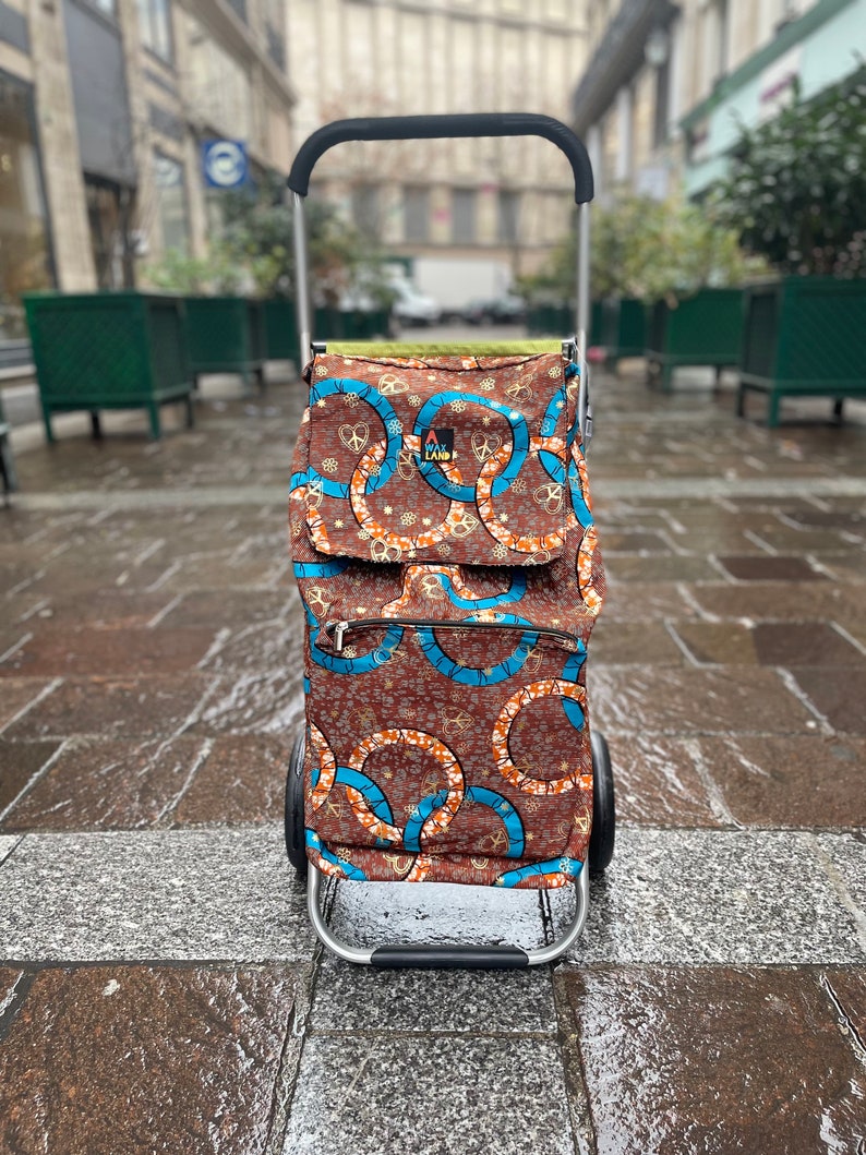 3 couture shopping trolley, shopping trolley, wax prints Orange