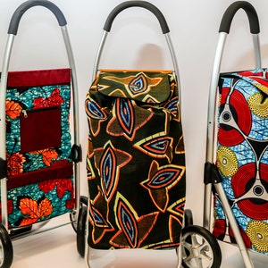 Chariot de course 3 couture, shopping trolley, wax prints image 1