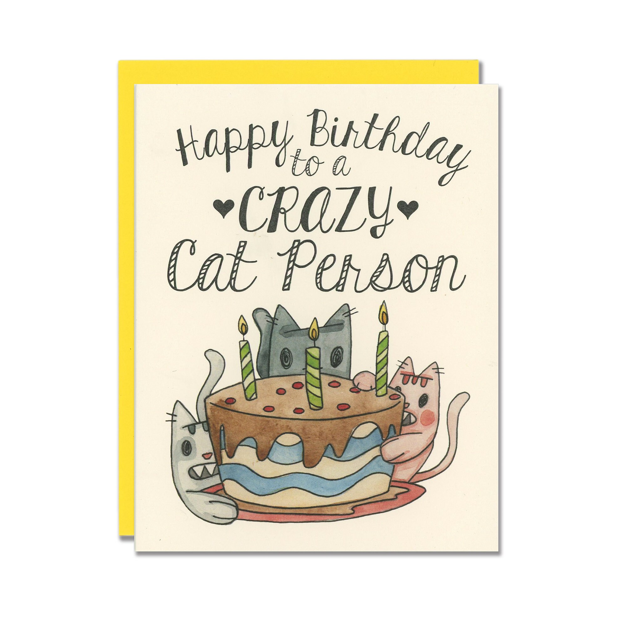 Happy Birthday Crazy Cat Person Greeting Card | Etsy