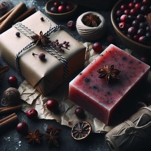 winterberry spice soap bar - holiday blend / artisanal vegan soap / horror & macabre / gothic goth christmas winter eerie witchy  /