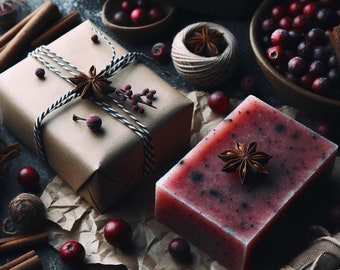 winterberry spice soap bar - holiday blend / artisanal vegan soap / horror & macabre / gothic goth christmas winter eerie witchy  /