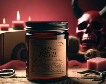 she devil  -  9oz candle / soy vegan friendly  / horror & macabre / gothic goth spooky halloween witch witchy / lilith sultry sexy devious