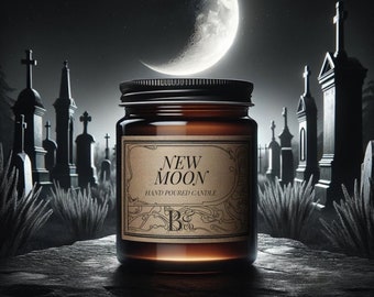 new moon  -  9oz candle / soy vegan friendly  / horror & macabre / gothic goth spooky halloween witch witchy witchcraft /