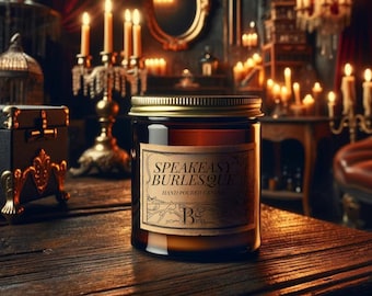 speakeasy burlesque - 9oz candle / soy vegan friendly  / horror & macabre / gothic goth spooky eerie witch witchy witchcraft /